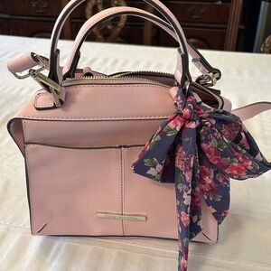 Steve Madden Pink Handbag with Floral Scarf